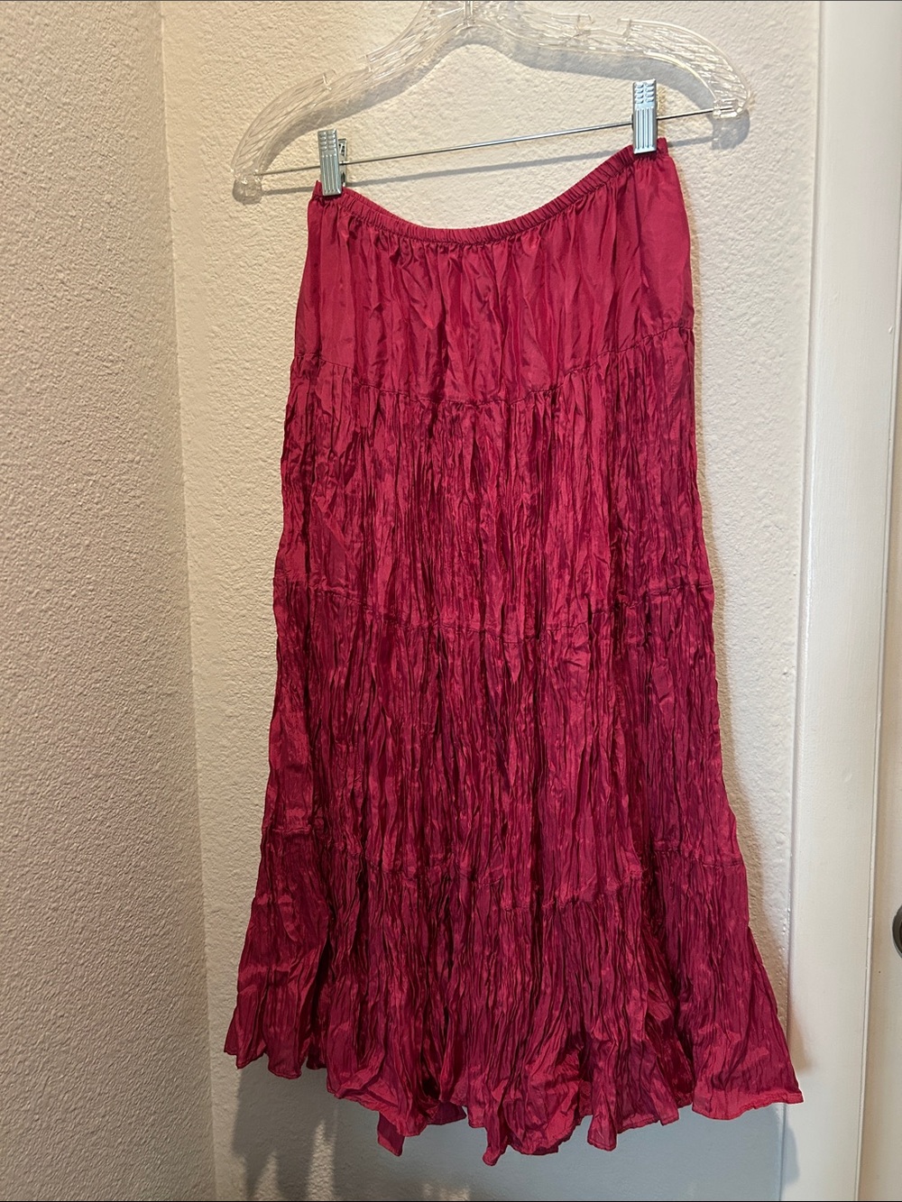 Peter Cohen silk Women's Crinkled Maxi Skirt - Magenta